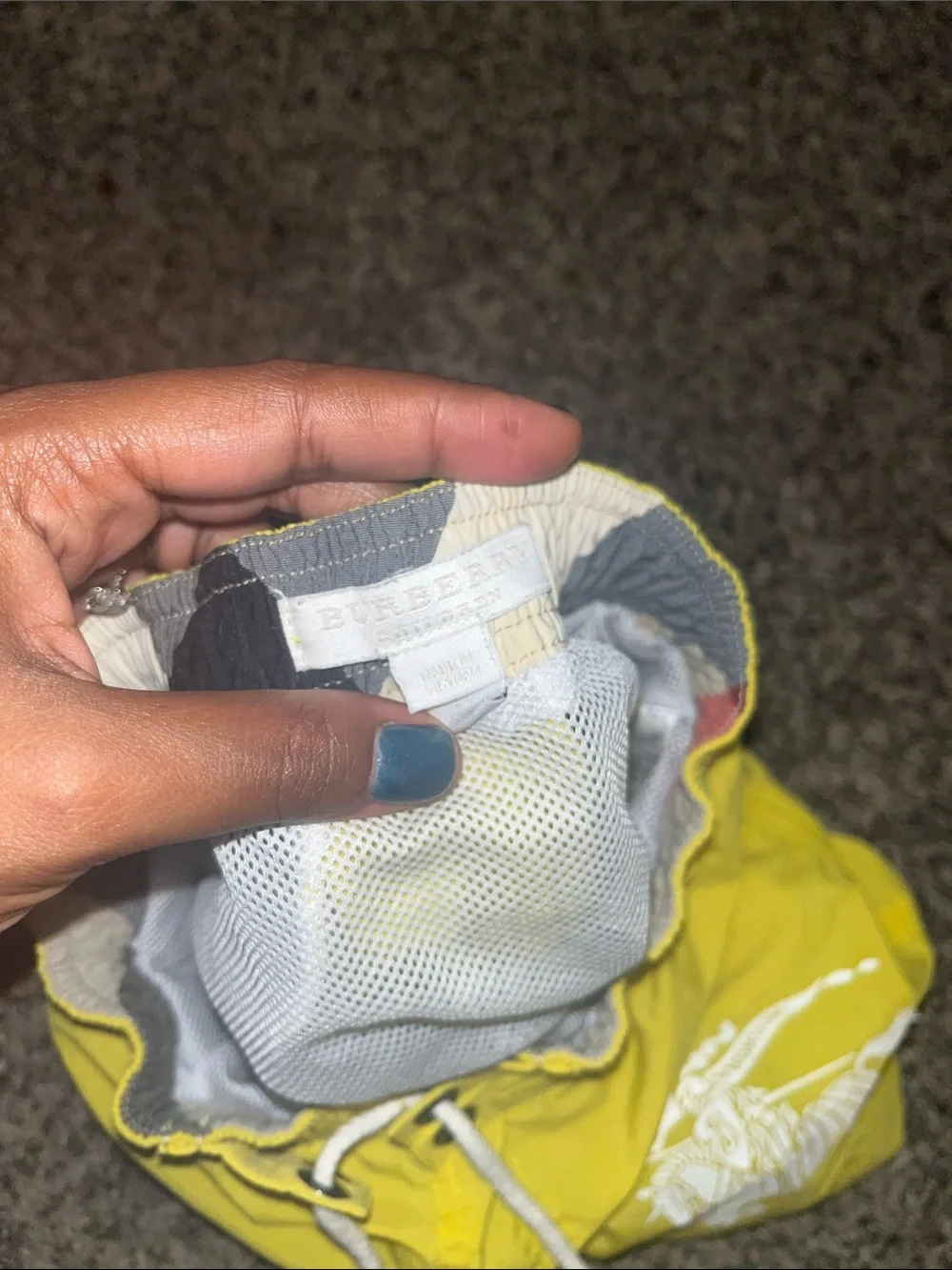Burberry Yellow Boys' Swim Trunks with White Drawstring